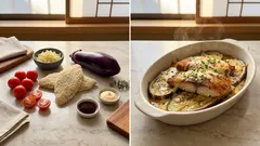 お惣菜アジフライがごちそうに変身：ナスとミニトマトのチーズ焼き（トースターで10分）