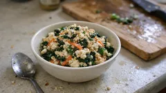 めんつゆで味が決まる、ほうれん草とにんじんのやさしい白和え