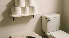 賃貸でも穴が目立たない石こうピンで作るトイレットペーパー棚の付け方